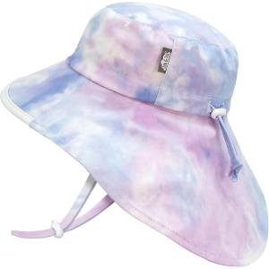 JAN & JUL Girls’ Grow-with-Me Cotton Xplorer Sun Hat with Large Brim(Cotton Candy Tie-dye)
