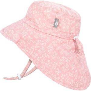 JAN & JUL Girls’ Grow-with-Me Cotton Xplorer Sun Hat with Large Brim(Pink Prairie)