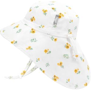 JAN & JUL Girls’ Grow-with-Me Cotton Xplorer Sun Hat with Large Brim(Yellow Flower)