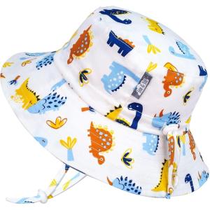 JAN & JUL Grow-with-Me Cotton Bucket Sun-Hat for Baby and Kids(Dino Kids)