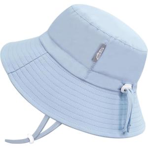 JAN & JUL Grow-with-Me Cotton Bucket Sun-Hat for Baby and Kids(Light Blue)