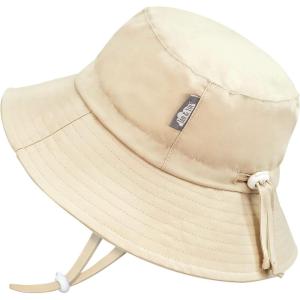 JAN & JUL Grow-with-Me Cotton Bucket Sun-Hat for Baby and Kids(Sand)