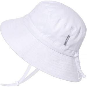 JAN & JUL Grow-with-Me Cotton Bucket Sun-Hat for Baby and Kids(White)