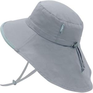 JAN & JUL Kids’ Adjustable Cotton Xplorer Sun Hat 50+ UPF(Grey)