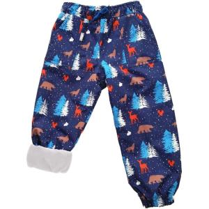 JAN & JUL Kids Toddlers Boys Girls Cozy Dry Water-Proof Rain Snow Pants(Fleece-lined: Woodland)