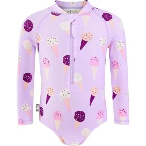 JAN & JUL Long Sleeve 1-pc Girls’ UV Swim-Suit Rash Guard (Baby, Toddler, Kids)(Lavender Ice Cream)