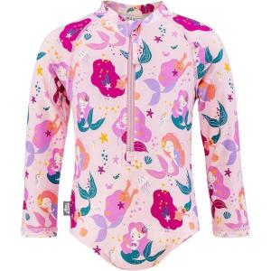 JAN & JUL Long Sleeve 1-pc Girls’ UV Swim-Suit Rash Guard (Baby, Toddler, Kids)(Pink Mermaid)