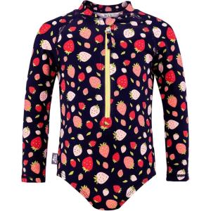 JAN & JUL Long Sleeve 1-pc Girls’ UV Swim-Suit Rash Guard (Baby, Toddler, Kids)(Strawberry)