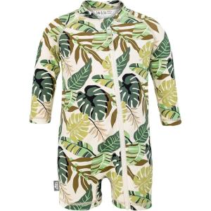 JAN & JUL Long Sleeve 1-pc UV Jumpsuit Rash Guard (Baby, Toddler)(Green Tropical)