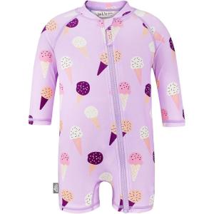 JAN & JUL Long Sleeve 1-pc UV Jumpsuit Rash Guard (Baby, Toddler)(Lavender Ice Cream)
