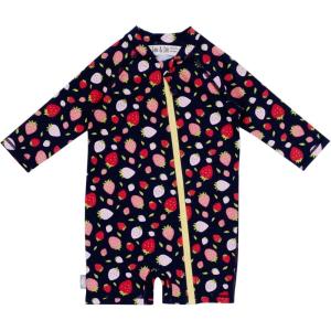 JAN & JUL Long Sleeve 1-pc UV Jumpsuit Rash Guard (Baby, Toddler)(Strawberry)