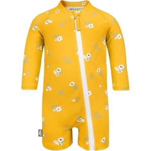 JAN & JUL Long Sleeve 1-pc UV Jumpsuit Rash Guard (Baby, Toddler)(Yellow Flower)