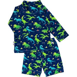 JAN & JUL Long Sleeve 2-pc UV Swim-Suit Set with Shorts (Baby, Toddler, Kids)(Dinoland)