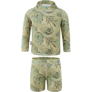 JAN & JUL Long Sleeve 2-pc UV Swim-Suit Set with Shorts (Baby, Toddler, Kids)(Jungle Safari)