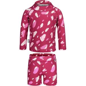 JAN & JUL Long Sleeve 2-pc UV Swim-Suit Set with Shorts (Baby, Toddler, Kids)(Pink Petal)