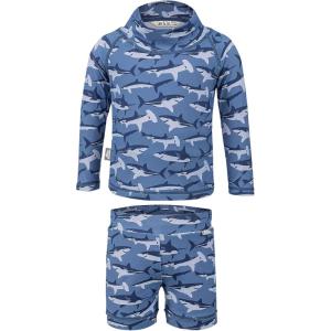 JAN & JUL Long Sleeve 2-pc UV Swim-Suit Set with Shorts (Baby, Toddler, Kids)(Shark)