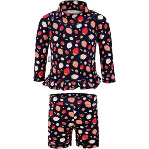 JAN & JUL Long Sleeve 2-pc UV Swim-Suit Set with Shorts (Baby, Toddler, Kids)(Strawberry)
