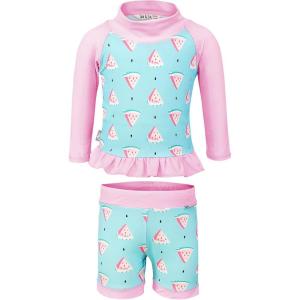 JAN & JUL Long Sleeve 2-pc UV Swim-Suit Set with Shorts (Baby, Toddler, Kids)(Watermelon)