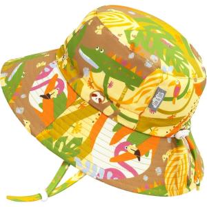 JAN & JUL Quick Dry Sun-Hat with Neck Flap for Swimming Boys’ Beach Hat(Jungle Friends)