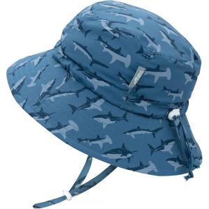 JAN & JUL Quick Dry Sun-Hat with Neck Flap for Swimming Boys’ Beach Hat(Shark)