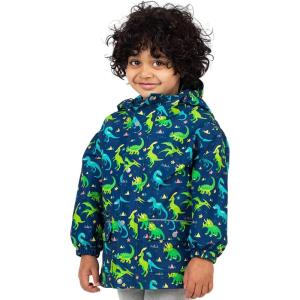 JAN & JUL Waterproof Fleece Lined Rain Jacket, Raincoat for Kids(Fleece-lined: Dinoland)