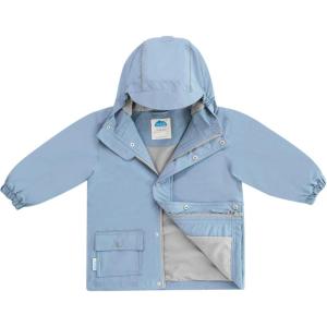 JAN & JUL Waterproof Fleece Lined Rain Jacket, Raincoat for Kids(Fleece-lined: Dusty Blue)