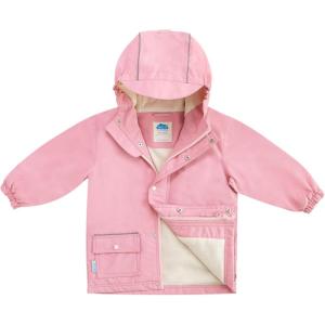 JAN & JUL Waterproof Fleece Lined Rain Jacket, Raincoat for Kids(Fleece-lined: Dusty Pink)