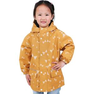 JAN & JUL Waterproof Fleece Lined Rain Jacket, Raincoat for Kids(Fleece-lined: Geo Bow)