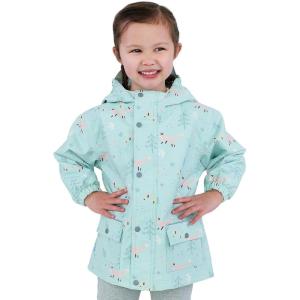 JAN & JUL Waterproof Fleece Lined Rain Jacket, Raincoat for Kids(Fleece-lined: Minty Forest)