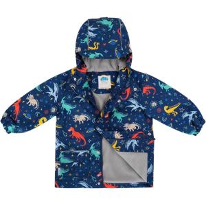 JAN & JUL Waterproof Fleece Lined Rain Jacket, Raincoat for Kids(Fleece-lined: Space Dinos)