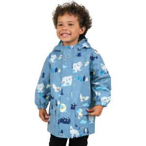 JAN & JUL Waterproof Fleece Lined Rain Jacket, Raincoat for Kids(Fleece-lined: Wolf and Bear)