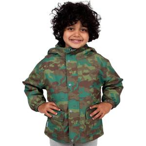 JAN & JUL Waterproof Fleece Lined Rain Jacket, Raincoat for Kids(Fleece-lined: Woodland Camo)