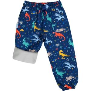 JAN & JUL Waterproof Fleece Lined Snow and Rain Pants for Toddlers and Kids(Fleece-lined: Space Dinos)