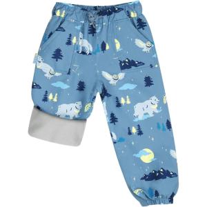 JAN & JUL Waterproof Fleece Lined Snow and Rain Pants for Toddlers and Kids(Fleece-lined: Wolf and Bear)