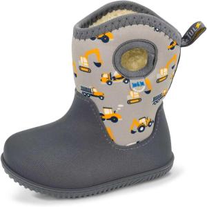 JAN & JUL Waterproof Insulated Winter Boots for Toddlers and Kids(Grey Construction)