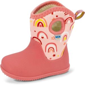 JAN & JUL Waterproof Insulated Winter Boots for Toddlers and Kids(Pink Rainbow)
