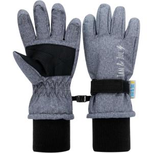JAN & JUL Waterproof Insulated Winter Gloves for Kids(Heather Grey)
