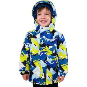 JAN & JUL Waterproof Ski Jacket, Insulated Snow Coat for Toddlers(Neon Peaks)