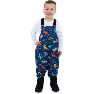 JAN & JUL Waterproof Snow Bib Pants with Fleece-Lining, Overalls for Toddlers and Kids(Cozy-dry: Space Dinos)