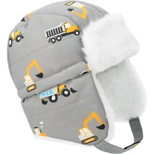 JAN & JUL Waterproof Winter Hat for Babies and Kids(Grey Construction – No Toggle)