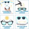 JAN & JUL Baby Toddler Kids’ Flexible UV-400 Polarized Sun-glasses with Strap for Girls Boys(Navy Aurora)