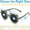 JAN & JUL Baby Toddler Kids’ Flexible UV-400 Polarized Sun-glasses with Strap for Girls Boys(Olive Khaki Bear)