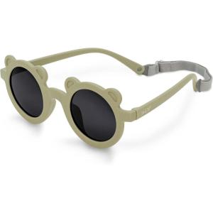 JAN & JUL Baby Toddler Kids’ Flexible UV-400 Polarized Sun-glasses with Strap for Girls Boys(Olive Khaki Bear)