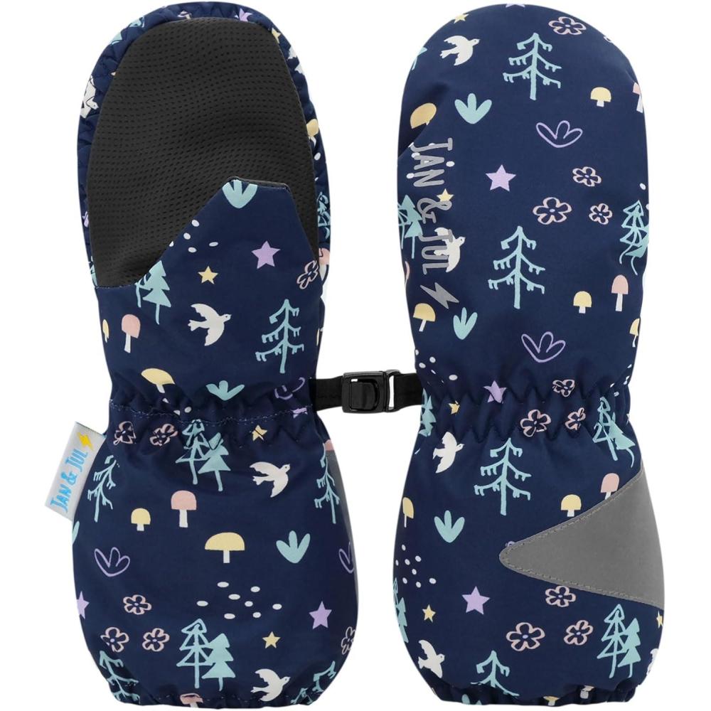 imageJAN ampamp JUL Waterproof Rain Mittens for Babies and ToddlersNavy Forest