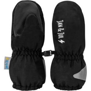 JAN & JUL Waterproof Rain Mittens for Babies and Toddlers(Black)