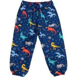 JAN & JUL Waterproof Rain Pants for Toddlers and Kids(Single Layer: Space Dinos)