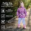 JAN & JUL Waterproof Rain Pants for Girls(Single Layer: White Tulip)