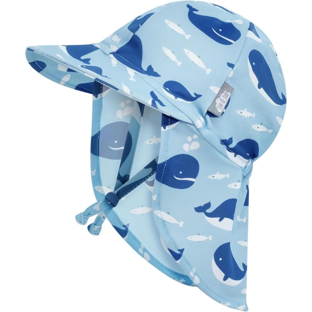 imageJAN ampamp JUL Baby SunHat with Neck Flap for SwimmingBlue Whale