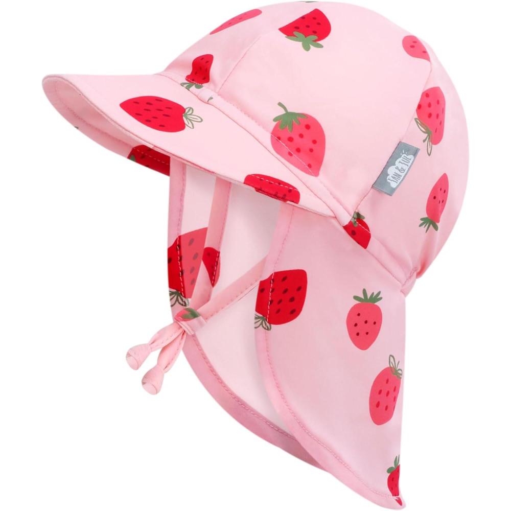 imageJAN ampamp JUL Baby SunHat with Neck Flap for SwimmingPink Strawberry