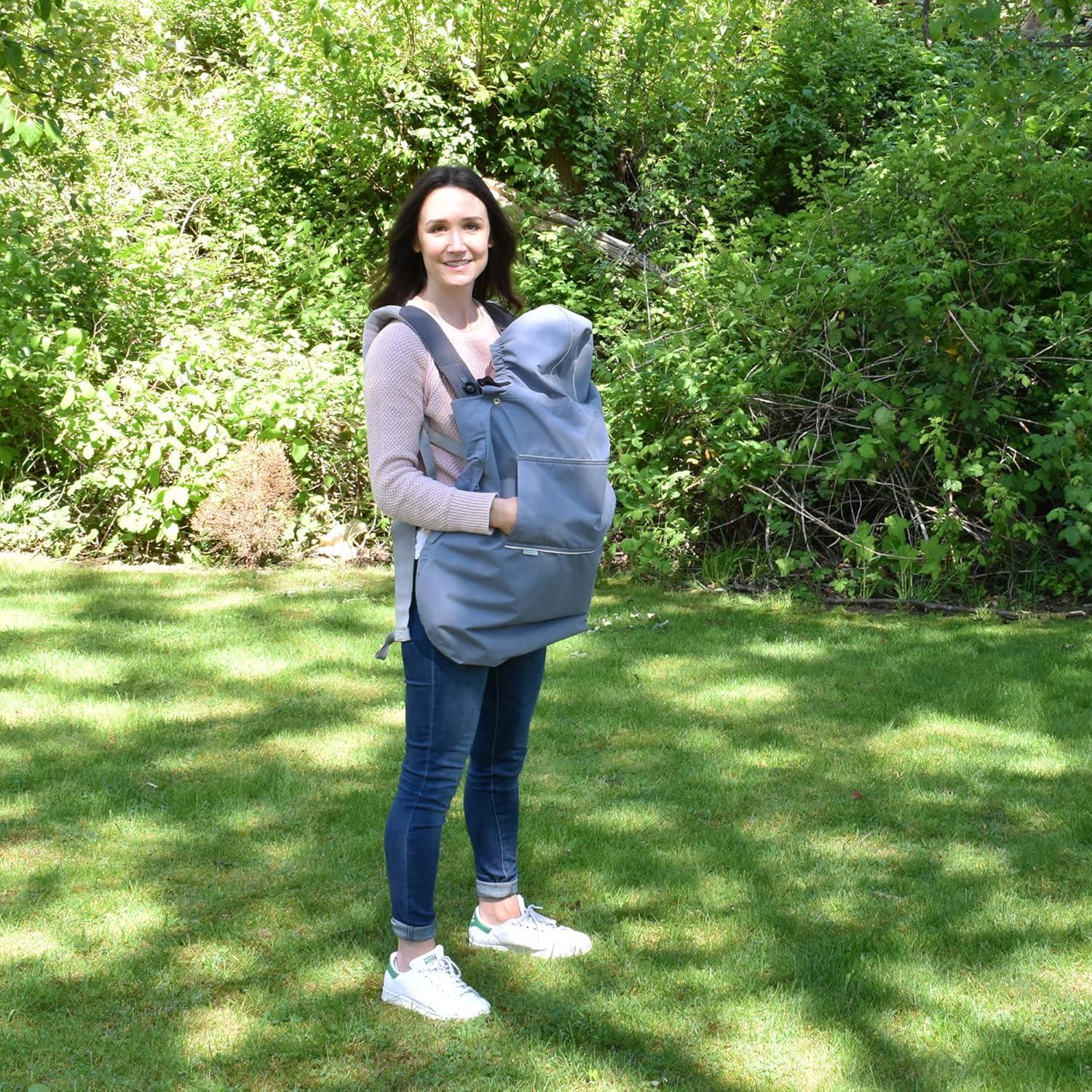 imageJAN ampamp JUL Waterproof Baby Carrier Cover for Rain Universal Fit for Car Seats and Strollers Dusty BlueHeather Grey